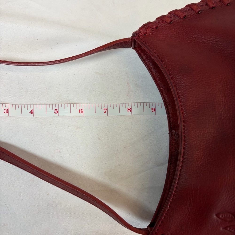 Y2K Genuine Leather Oxblood Shoulder Bag Embossed Floral - Picture 10 of 10